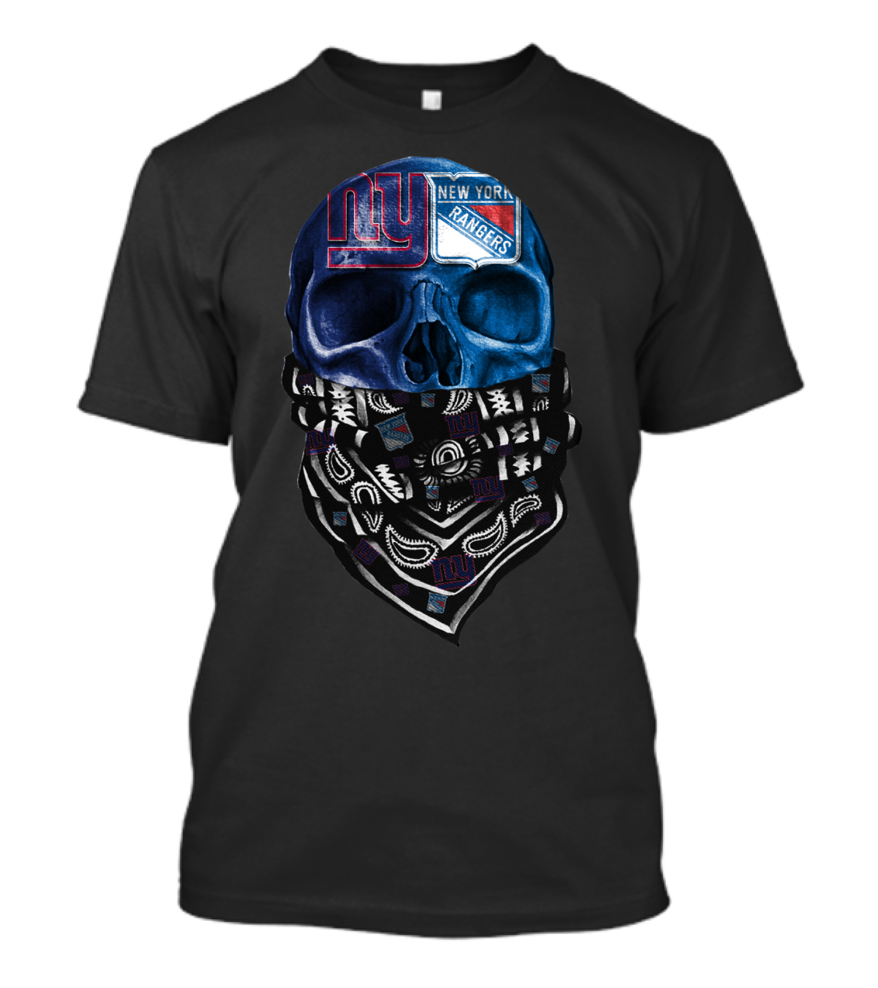 New York Giants Rangers Skull Bandana T-Shirt