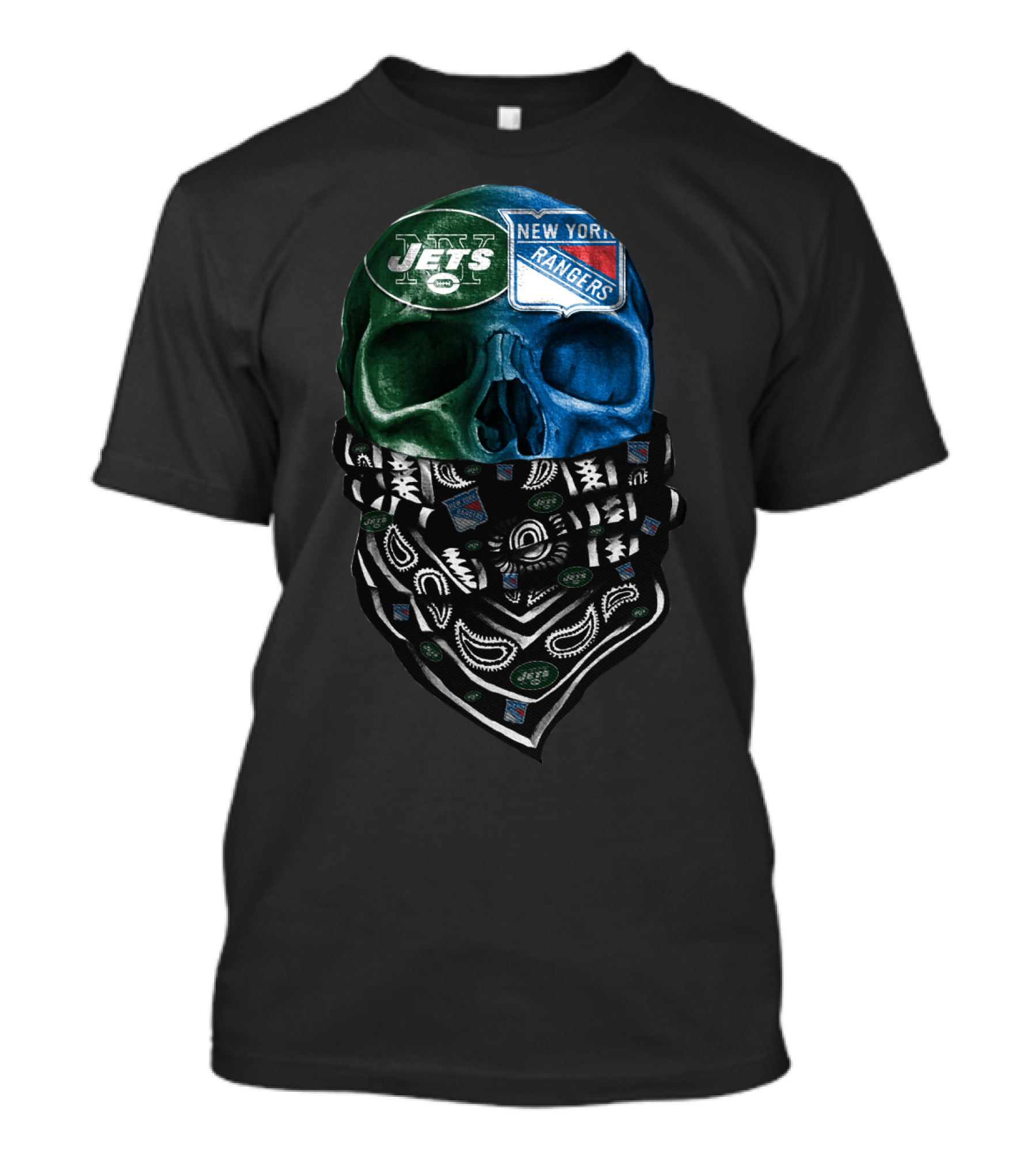New York Jets Rangers Skull Bandana Sku 070 T-Shirt