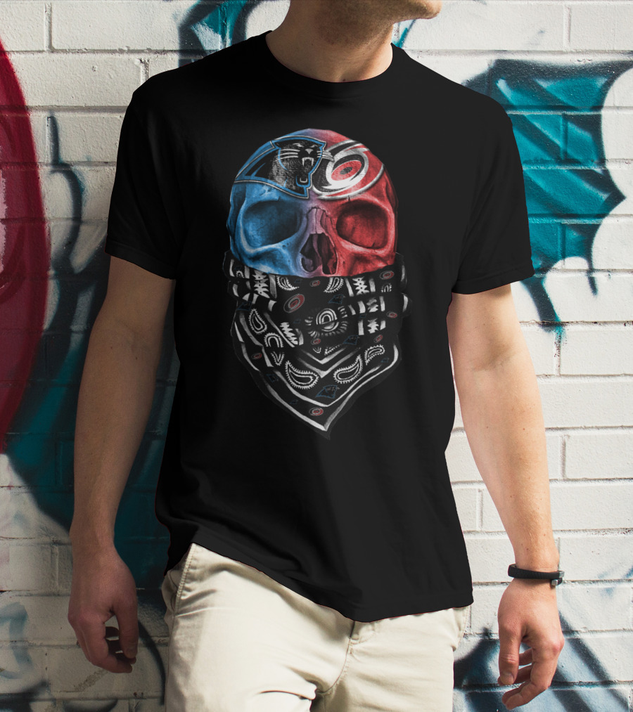 Carolina Panthers Skull Bandana Split T-Shirt