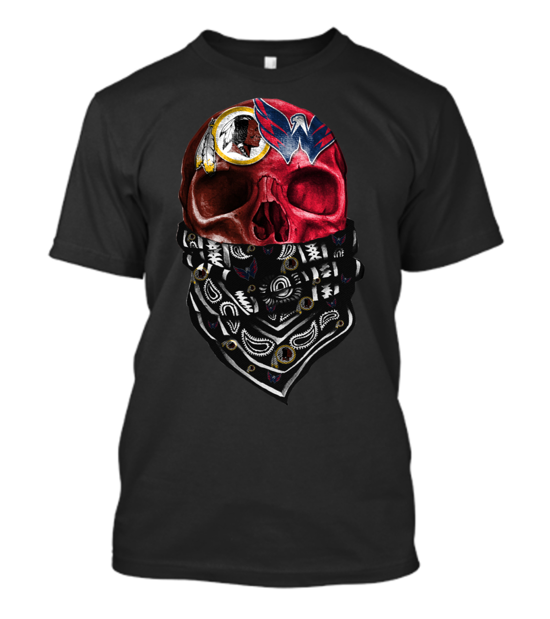 Washington Redskins And Wizards Skull Bandana T-Shirt