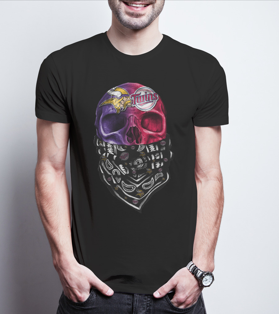 Vikings Twins Skull Bandana Sku 135 T-Shirt