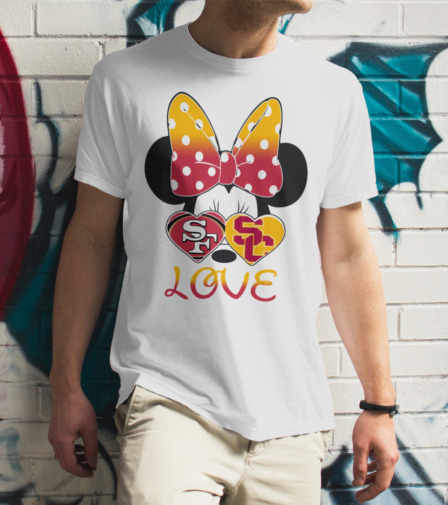 Sf Sc Love Minnie Mouse Bow And Hearts T-Shirt