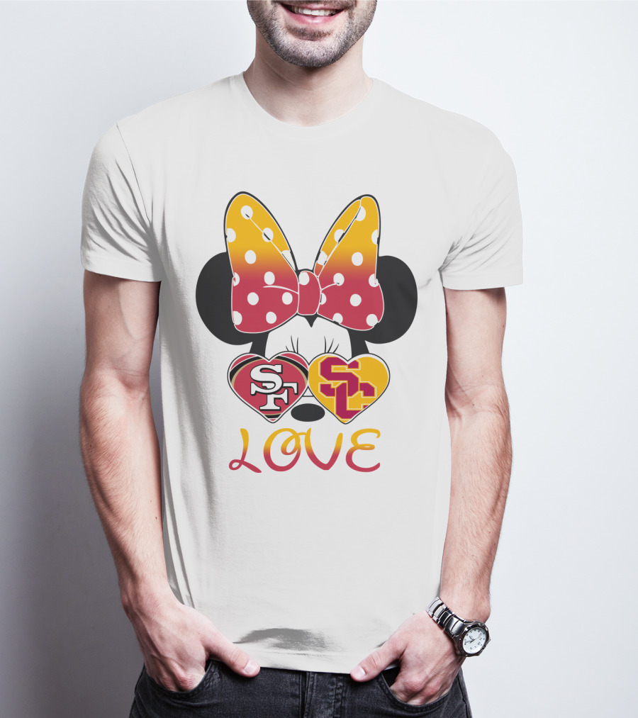 Sf Sc Love Minnie Mouse Bow And Hearts T-Shirt
