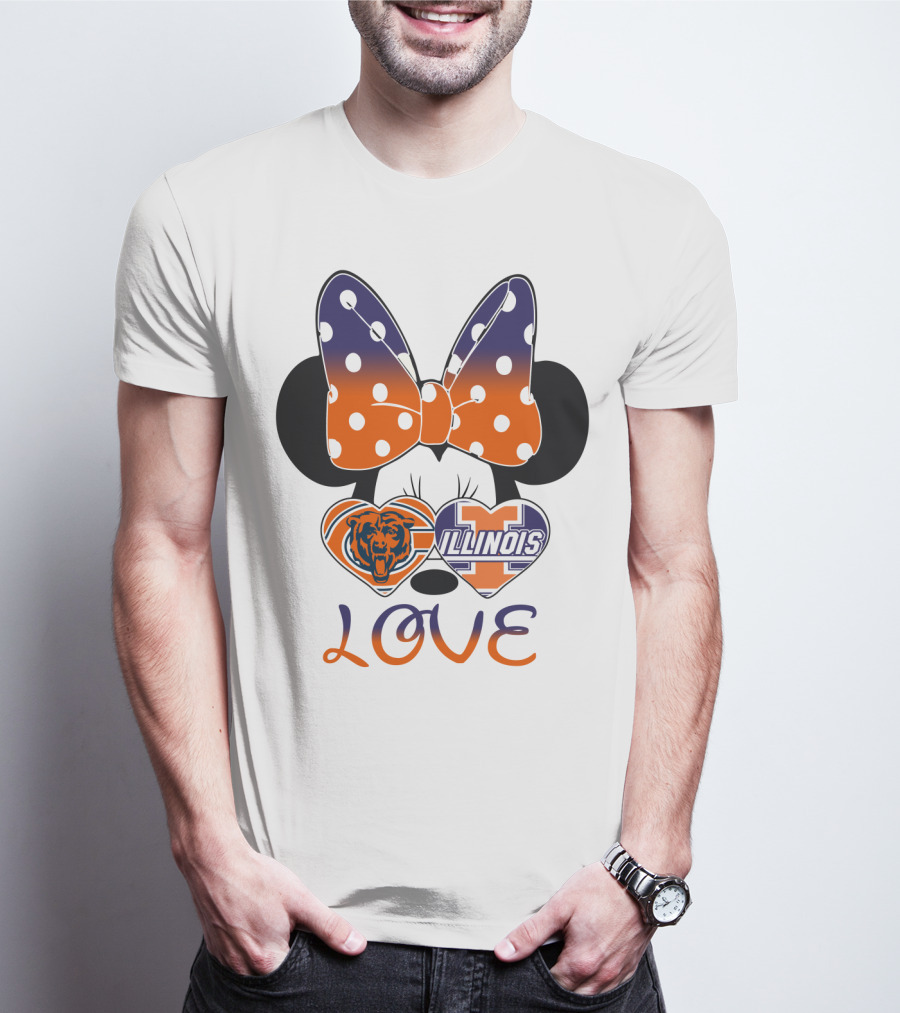 Minnie Bow Chicago Bears Illinois Fighting Illini Love T-Shirt