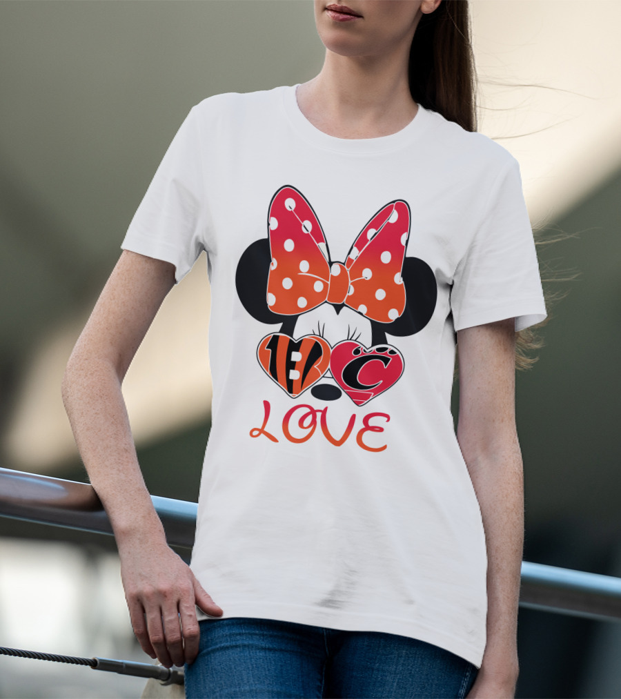 Love Minnie Polka Dot Bow C And B Stripes Hearts T-Shirt