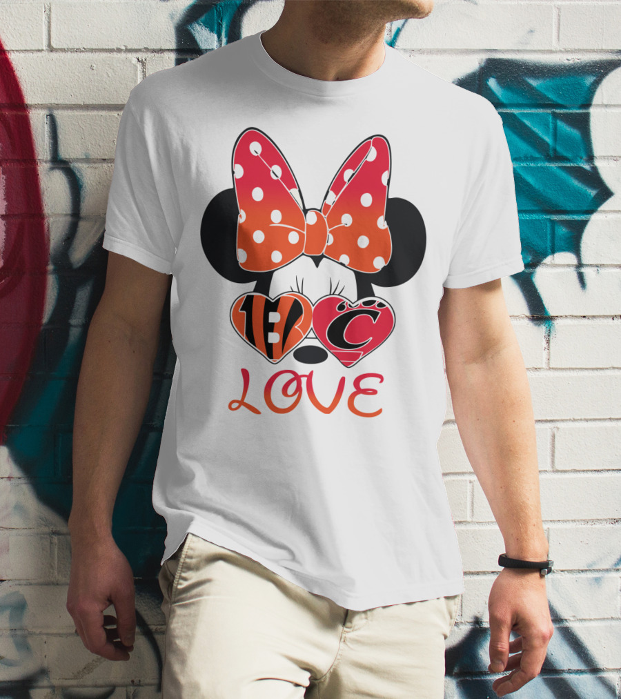 Love Minnie Polka Dot Bow C And B Stripes Hearts T-Shirt