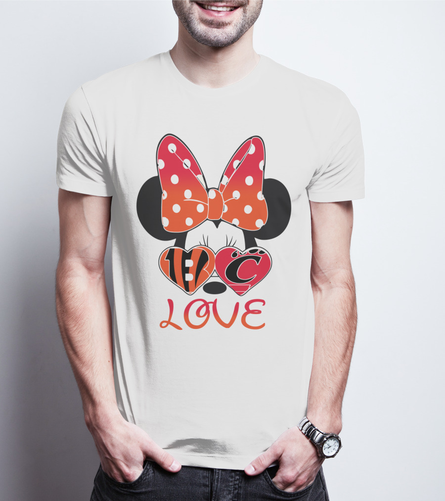 Love Minnie Polka Dot Bow C And B Stripes Hearts T-Shirt