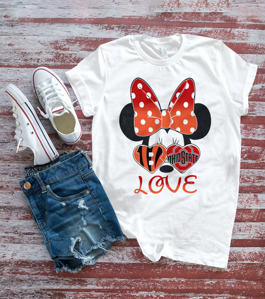 Minnie Mouse Bengals Ohio State Love T-Shirt