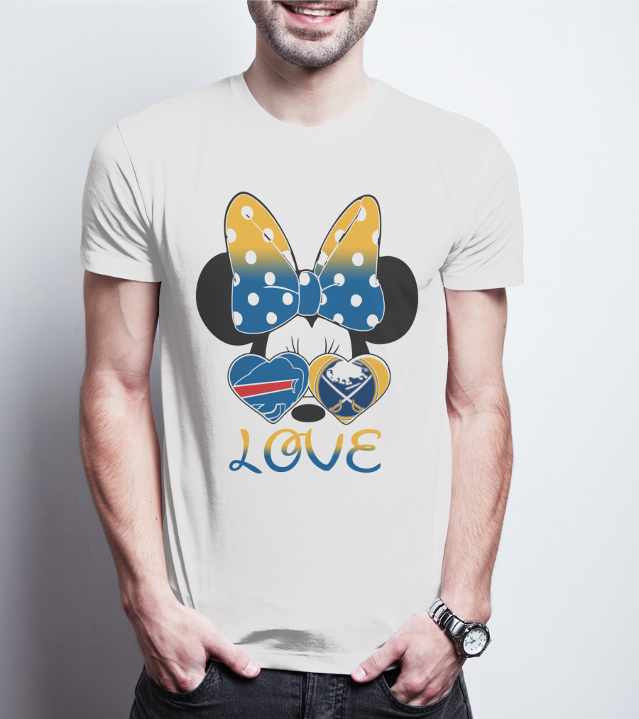 Love Mickey Bow Buffalo Sabres Bills Heart T-Shirt
