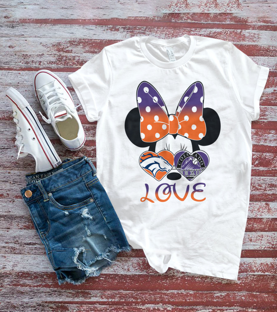 Minnie Mouse Colorado Rockies Denver Broncos Love T-Shirt