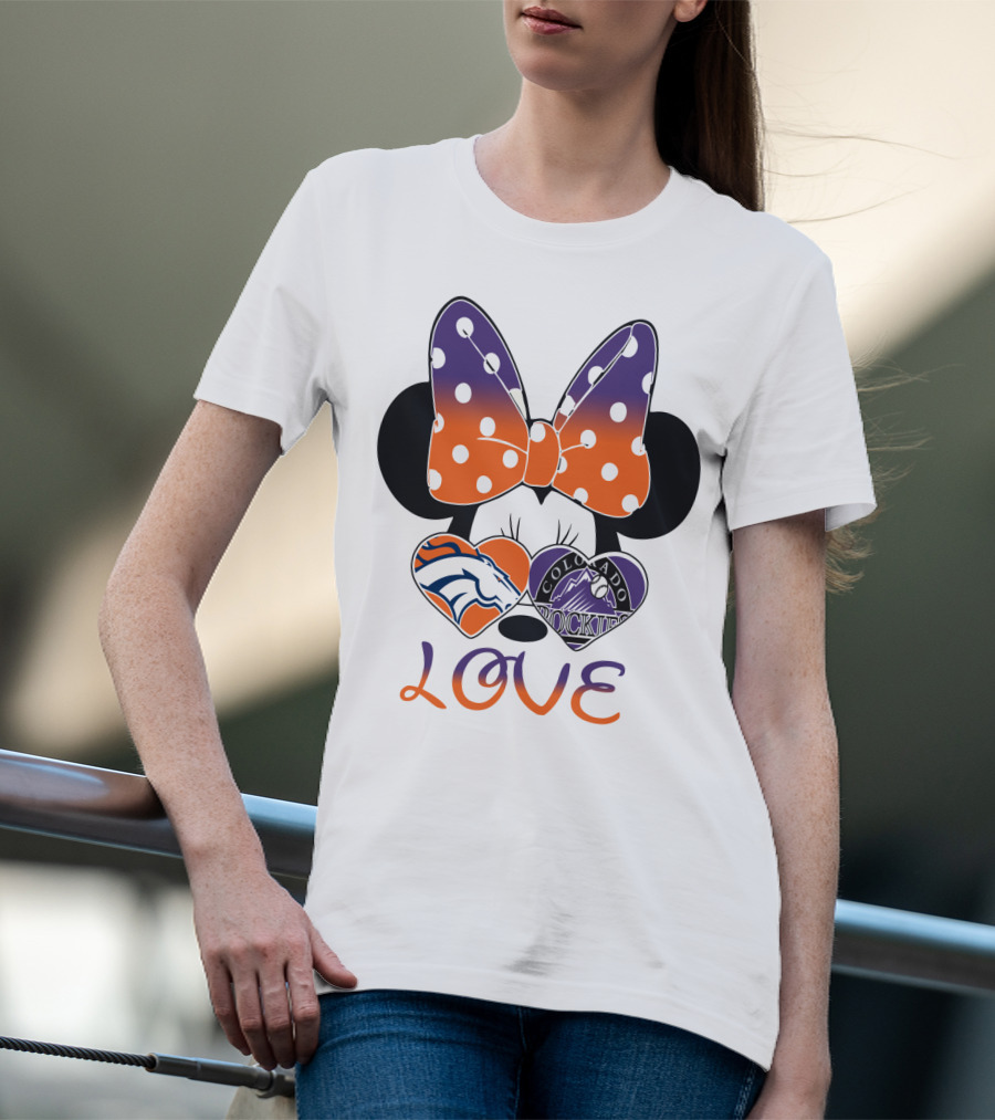 Minnie Mouse Colorado Rockies Denver Broncos Love T-Shirt