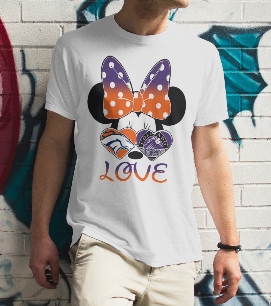 Minnie Mouse Colorado Rockies Denver Broncos Love T-Shirt