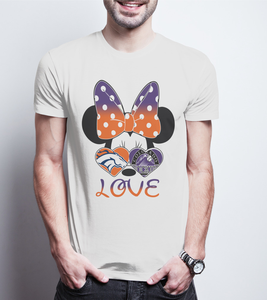 Minnie Mouse Colorado Rockies Denver Broncos Love T-Shirt