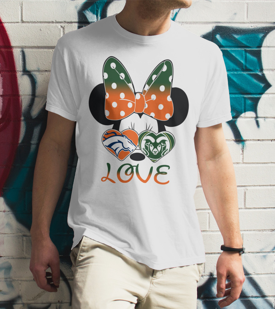 Minnie Love Denver Broncos And Colorado State Rams T-Shirt