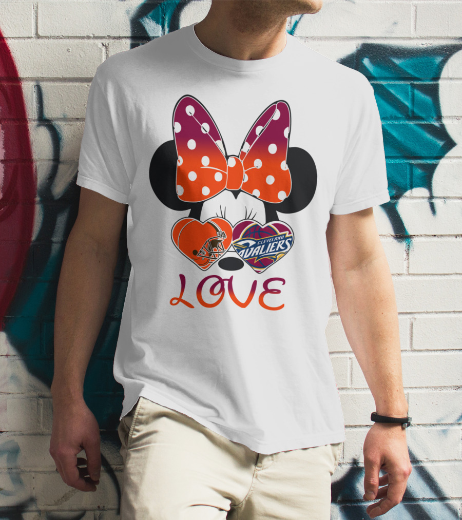Love Cleveland Browns Cavaliers Minnie Bow T-Shirt