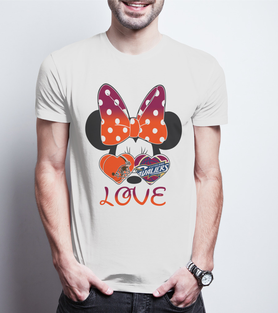 Love Cleveland Browns Cavaliers Minnie Bow T-Shirt