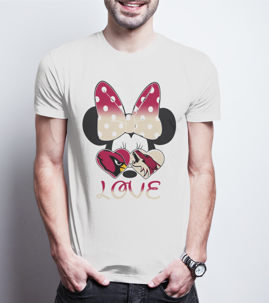 Mic 028 Minnie Bow Cardinals Coyotes Love T-Shirt