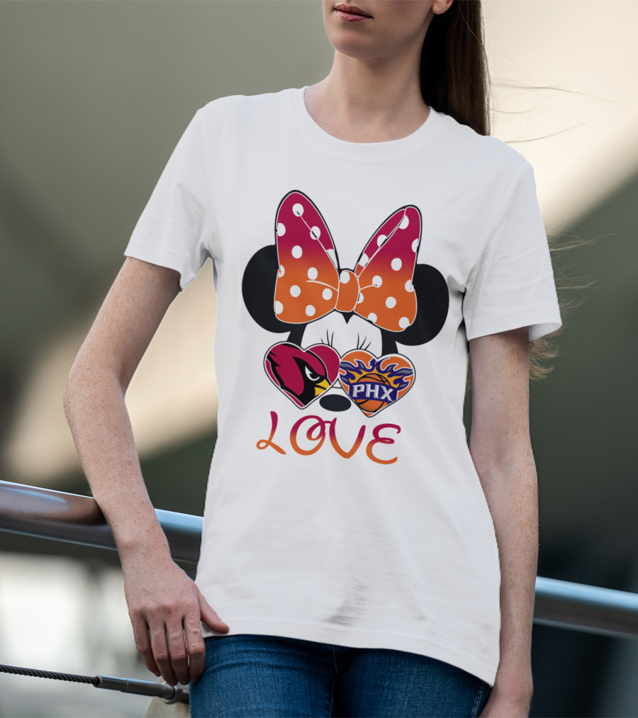 Love Mickey Mouse Minnie Bow Arizona Cardinals Phoenix Suns T-Shirt