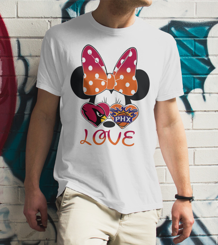 Love Mickey Mouse Minnie Bow Arizona Cardinals Phoenix Suns T-Shirt