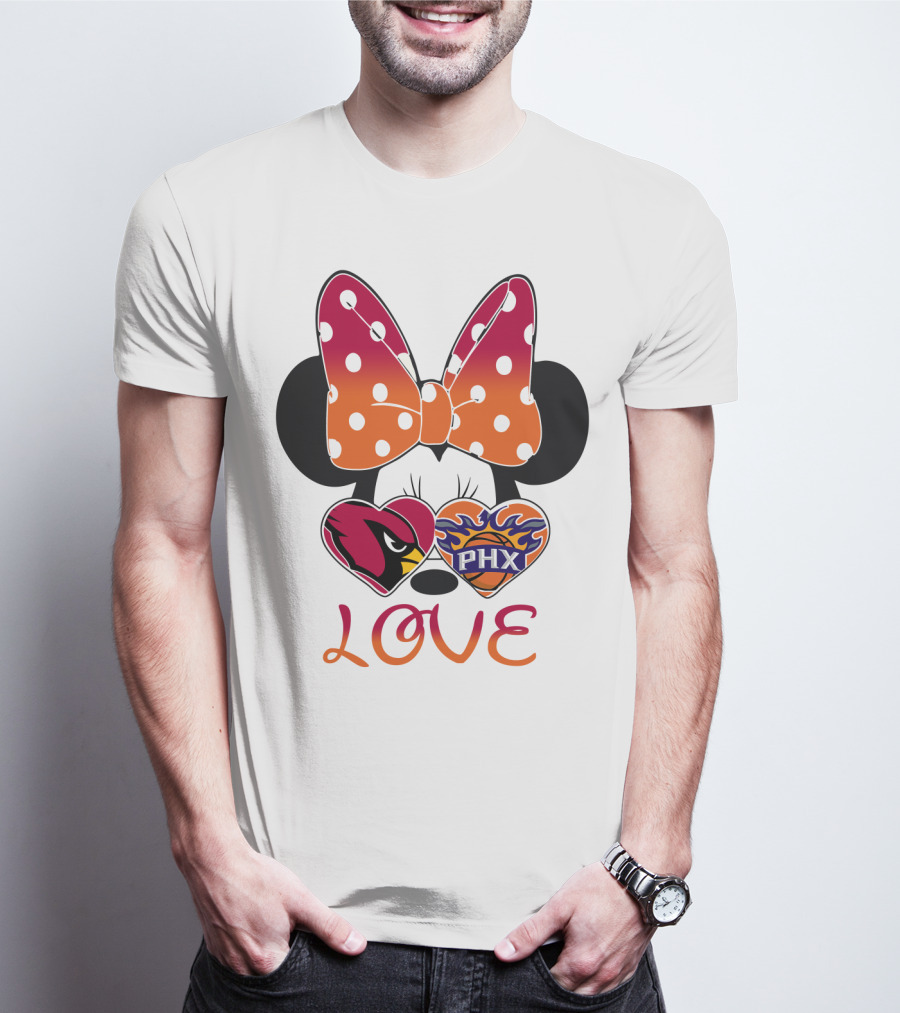 Love Mickey Mouse Minnie Bow Arizona Cardinals Phoenix Suns T-Shirt