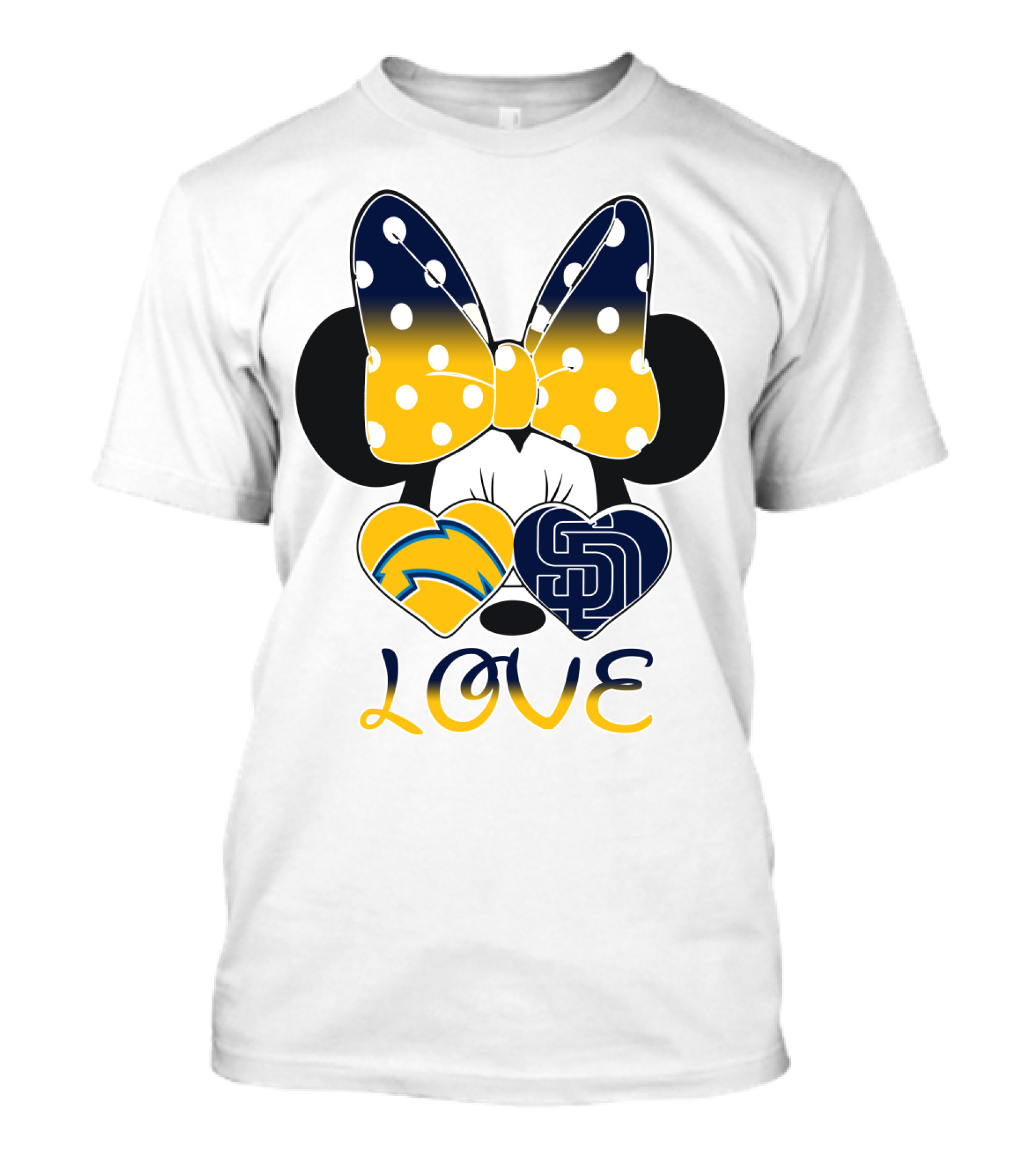 Love San Diego Chargers Padres Bow Minnie T-Shirt