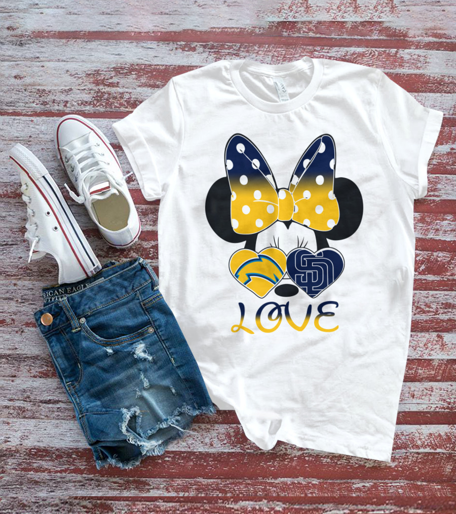 Love San Diego Chargers Padres Bow Minnie T-Shirt