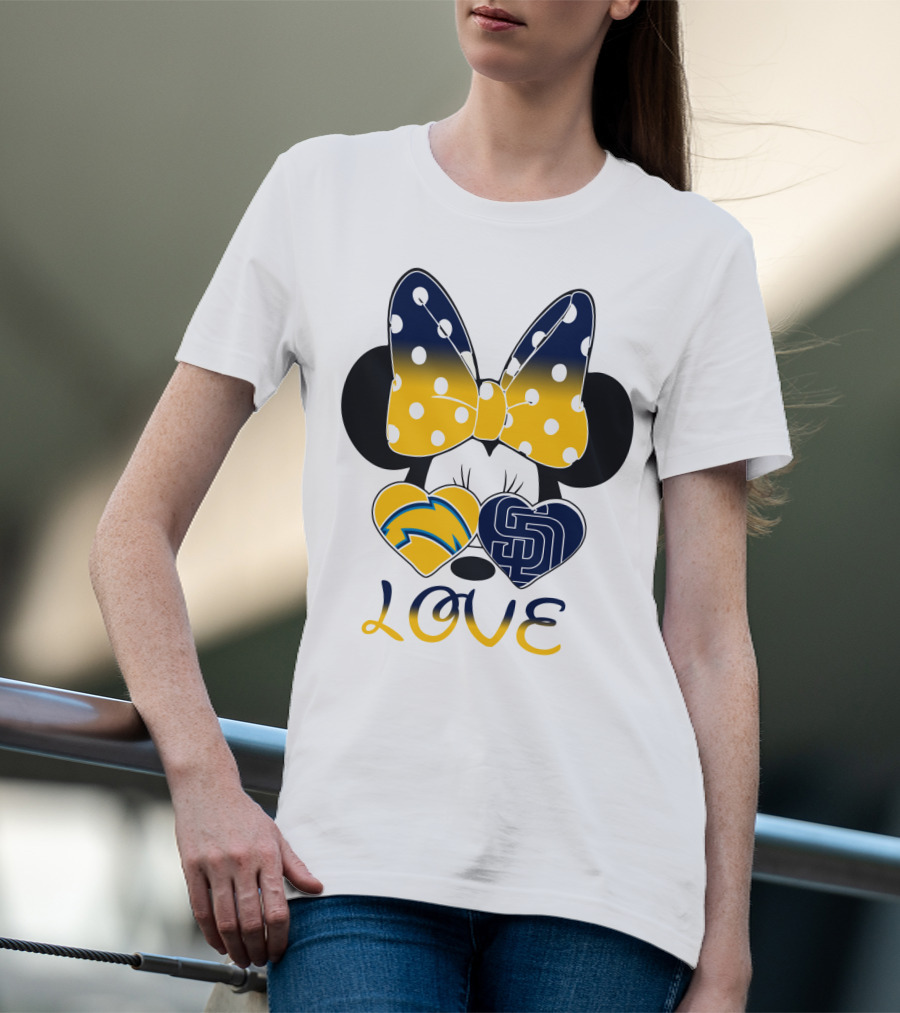 Love San Diego Chargers Padres Bow Minnie T-Shirt