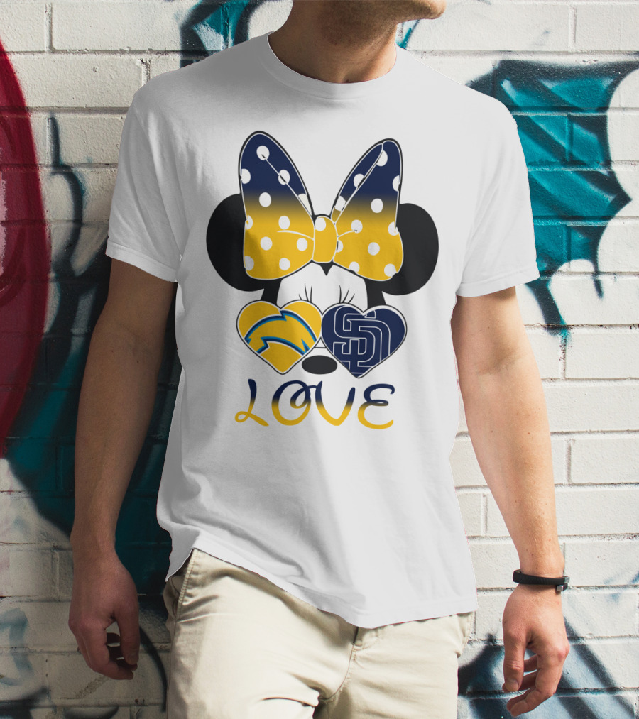 Love San Diego Chargers Padres Bow Minnie T-Shirt