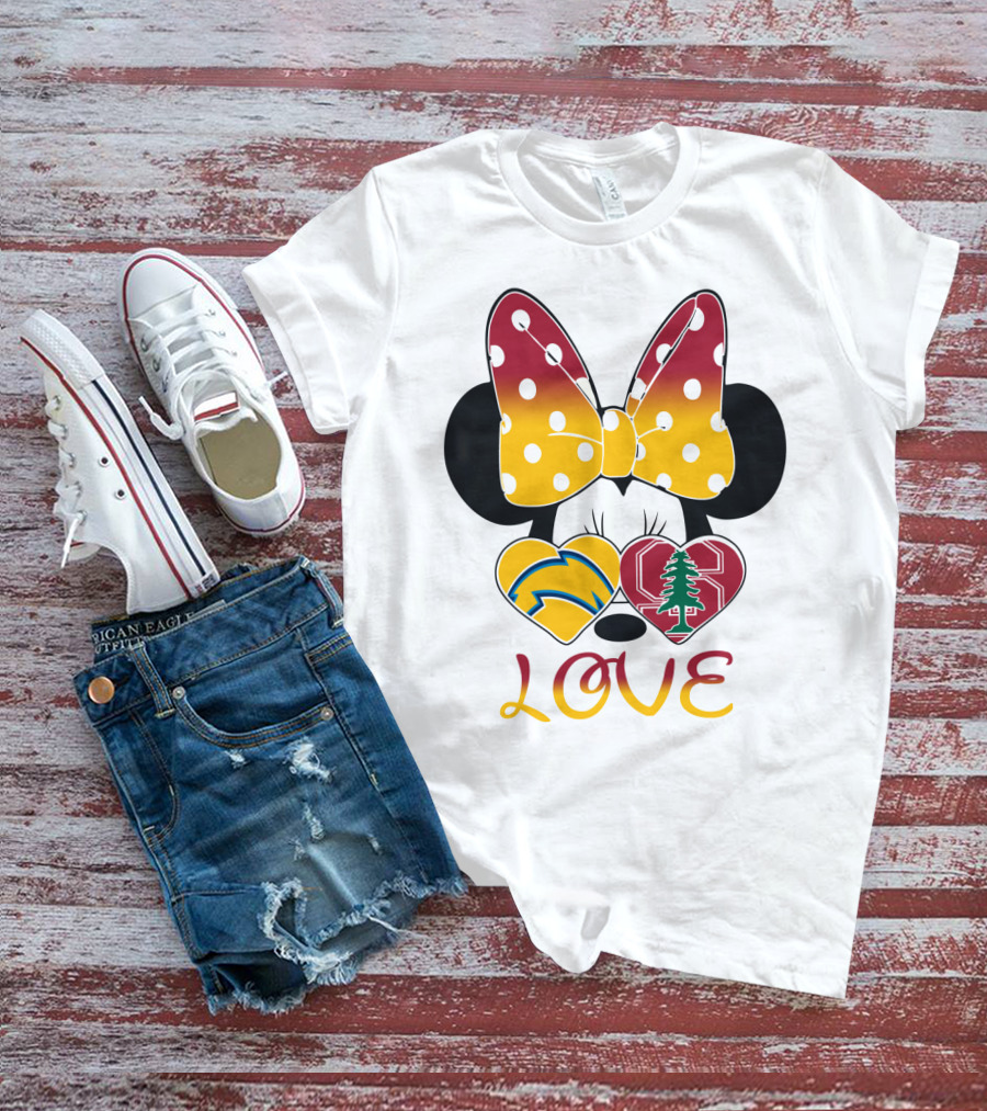 Minnie Mouse Love Heart Chargers Stanford Tree T-Shirt