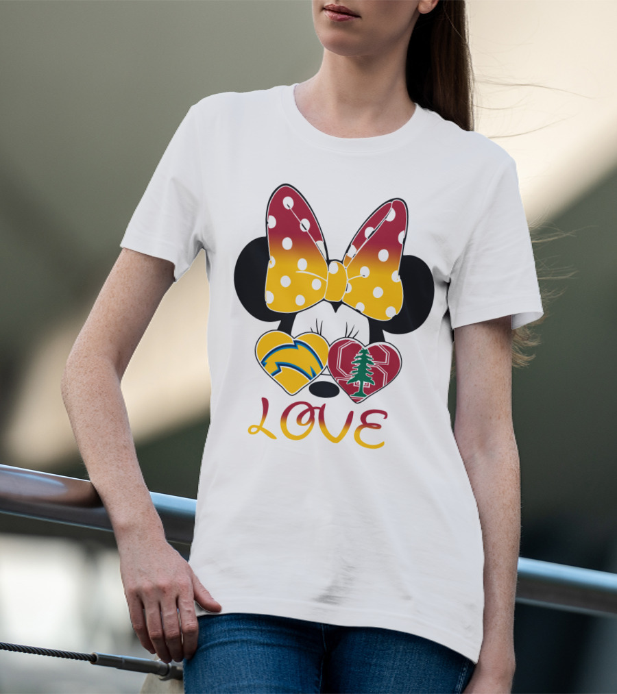 Minnie Mouse Love Heart Chargers Stanford Tree T-Shirt