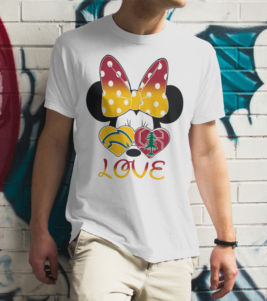 Minnie Mouse Love Heart Chargers Stanford Tree T-Shirt