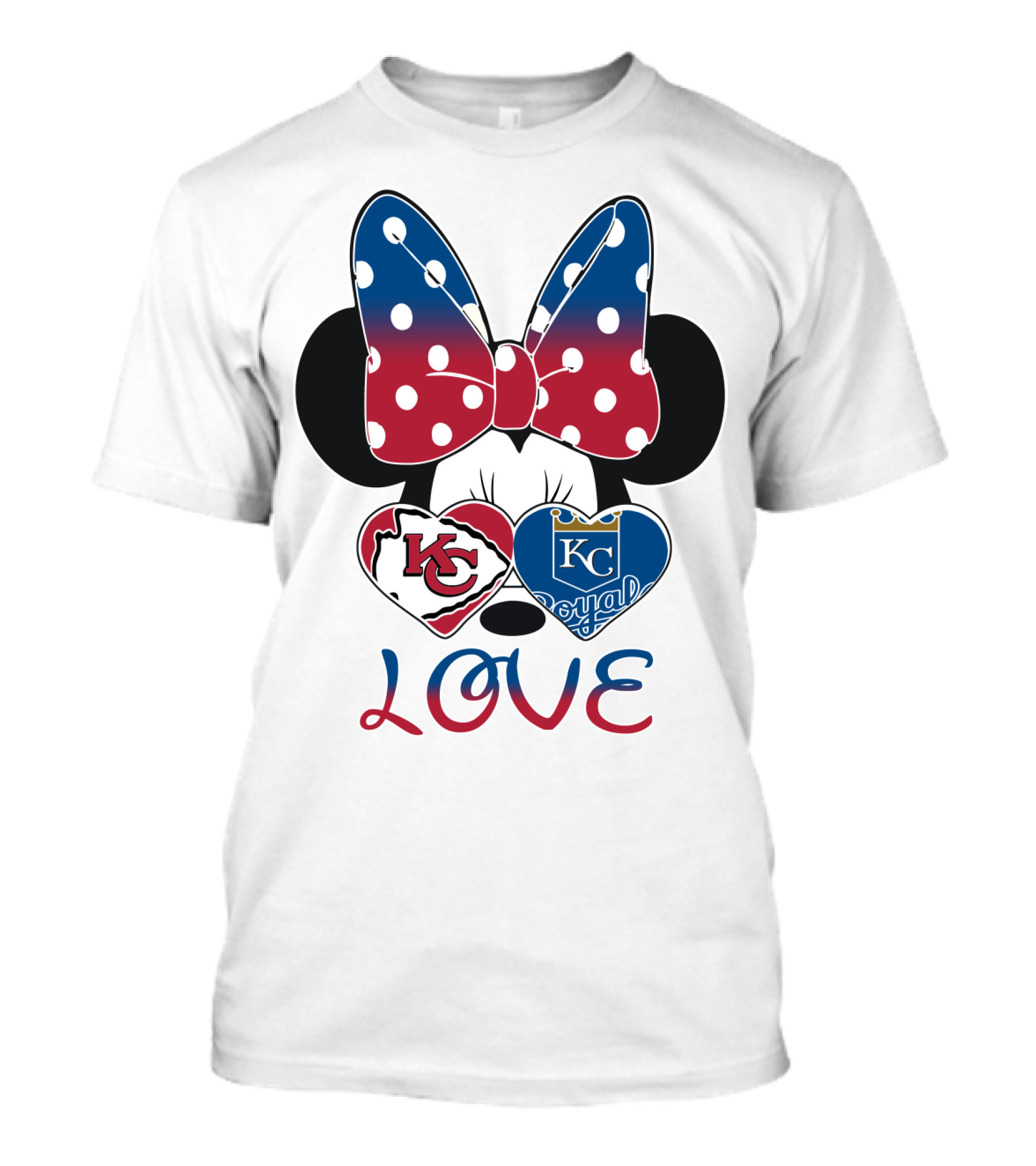 Love Minnie Mouse Kc Chiefs Royals Disney Kansas City T-Shirt