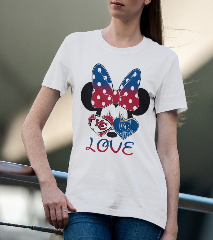 Love Minnie Mouse Kc Chiefs Royals Disney Kansas City T-Shirt