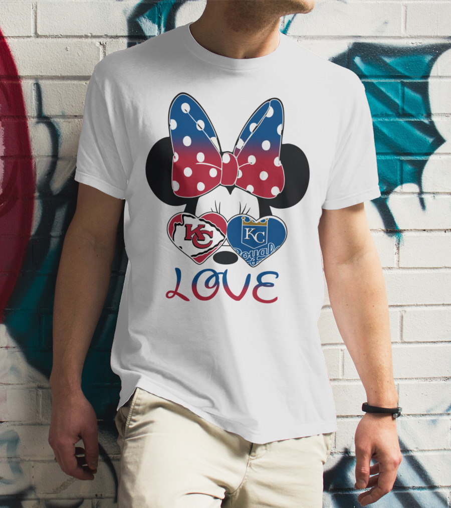 Love Minnie Mouse Kc Chiefs Royals Disney Kansas City T-Shirt