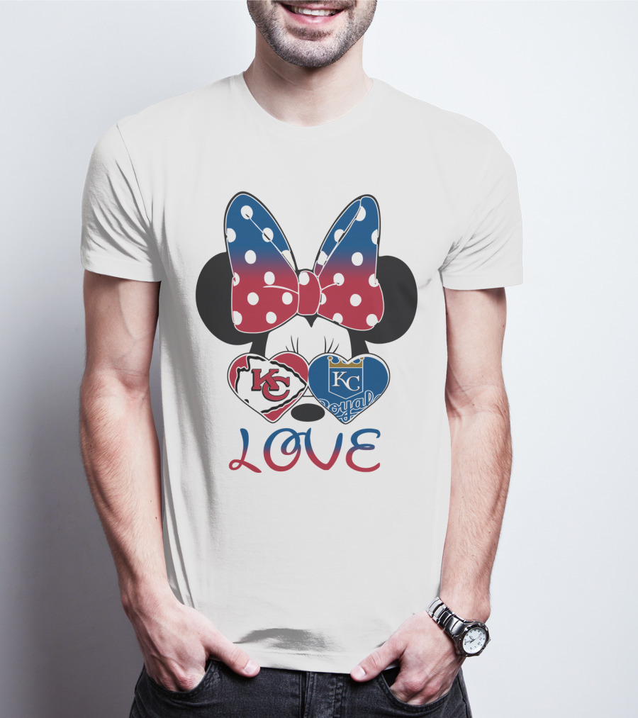Love Minnie Mouse Kc Chiefs Royals Disney Kansas City T-Shirt