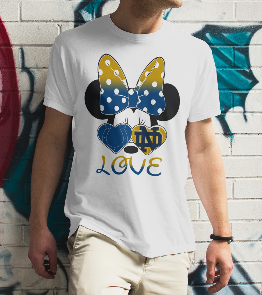 Love Notre Dame Polka Dot Bow Hearts T-Shirt