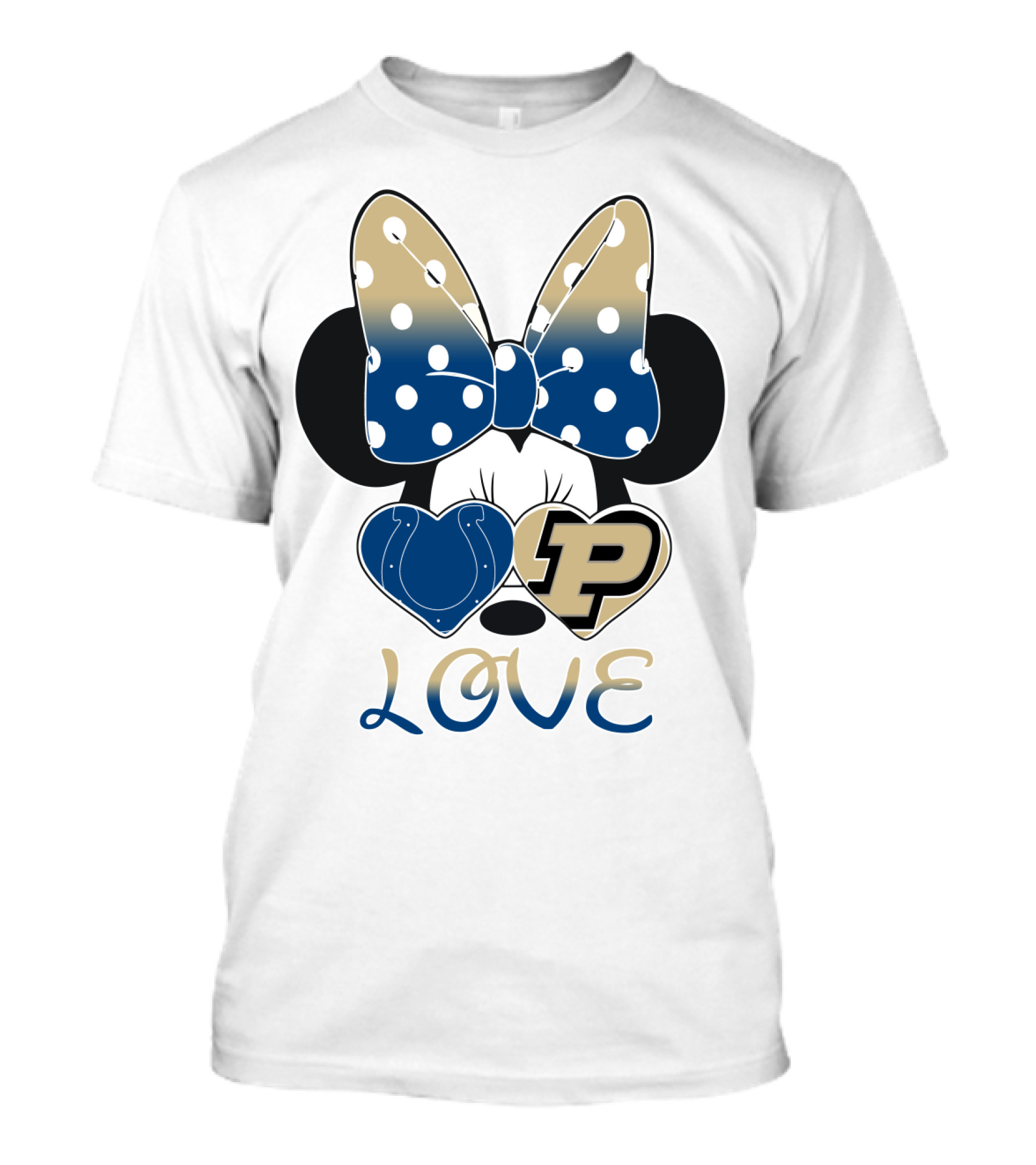 Purdue Boilermakers Minnie Mouse Love Bow Polka Dots T-Shirt