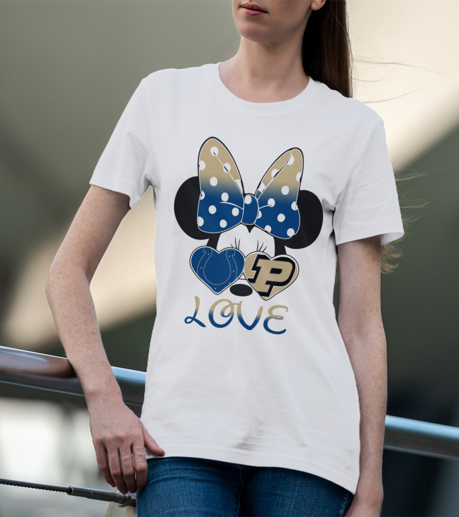 Purdue Boilermakers Minnie Mouse Love Bow Polka Dots T-Shirt