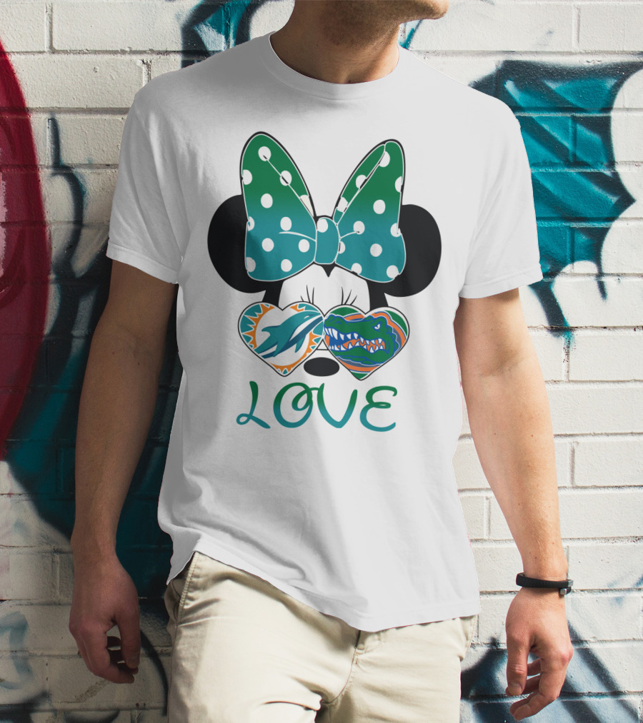 Love Mickey Gator Dolphin Hearts T-Shirt