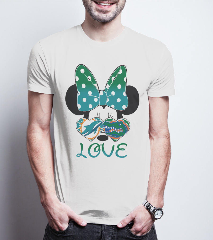 Love Mickey Gator Dolphin Hearts T-Shirt