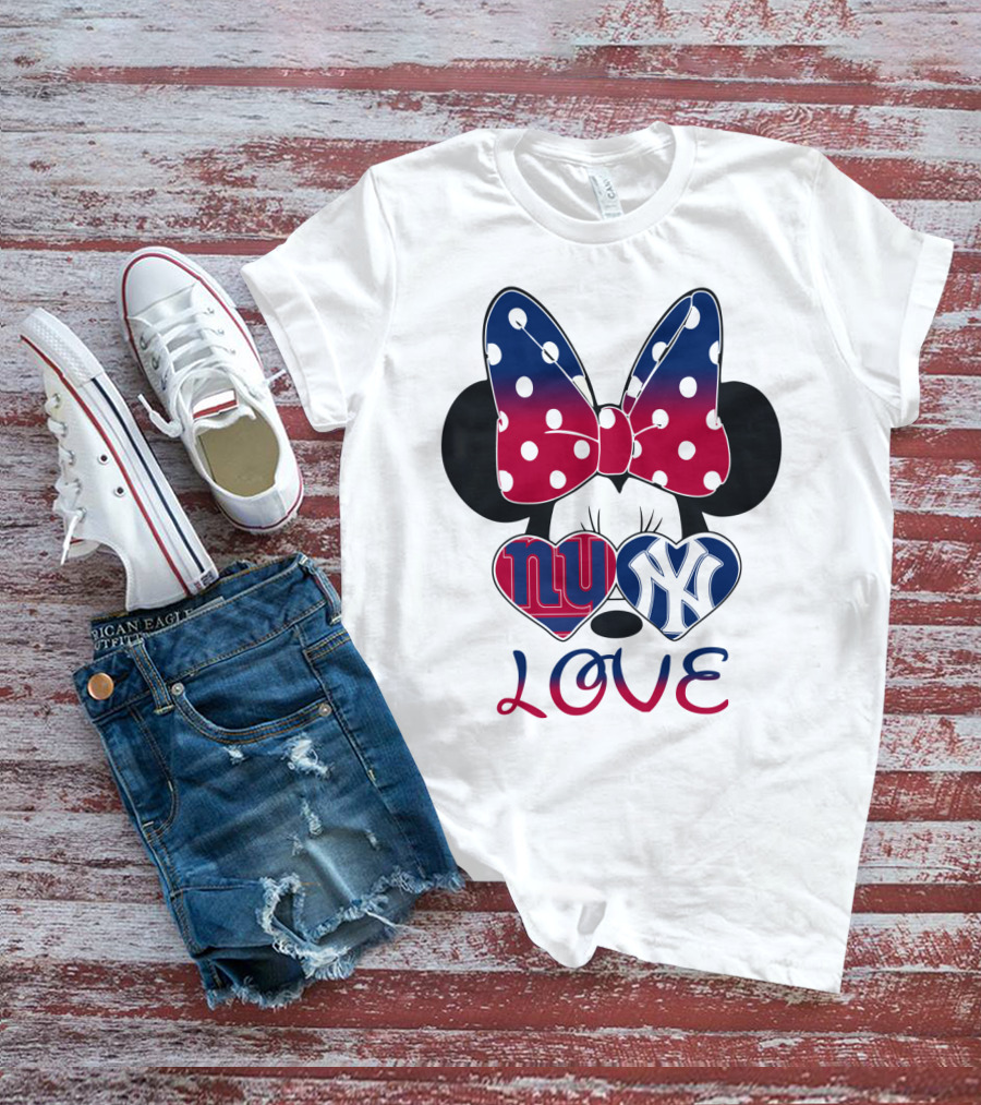 Mic 066 Minnie Bow Giants Yankees Love T-Shirt