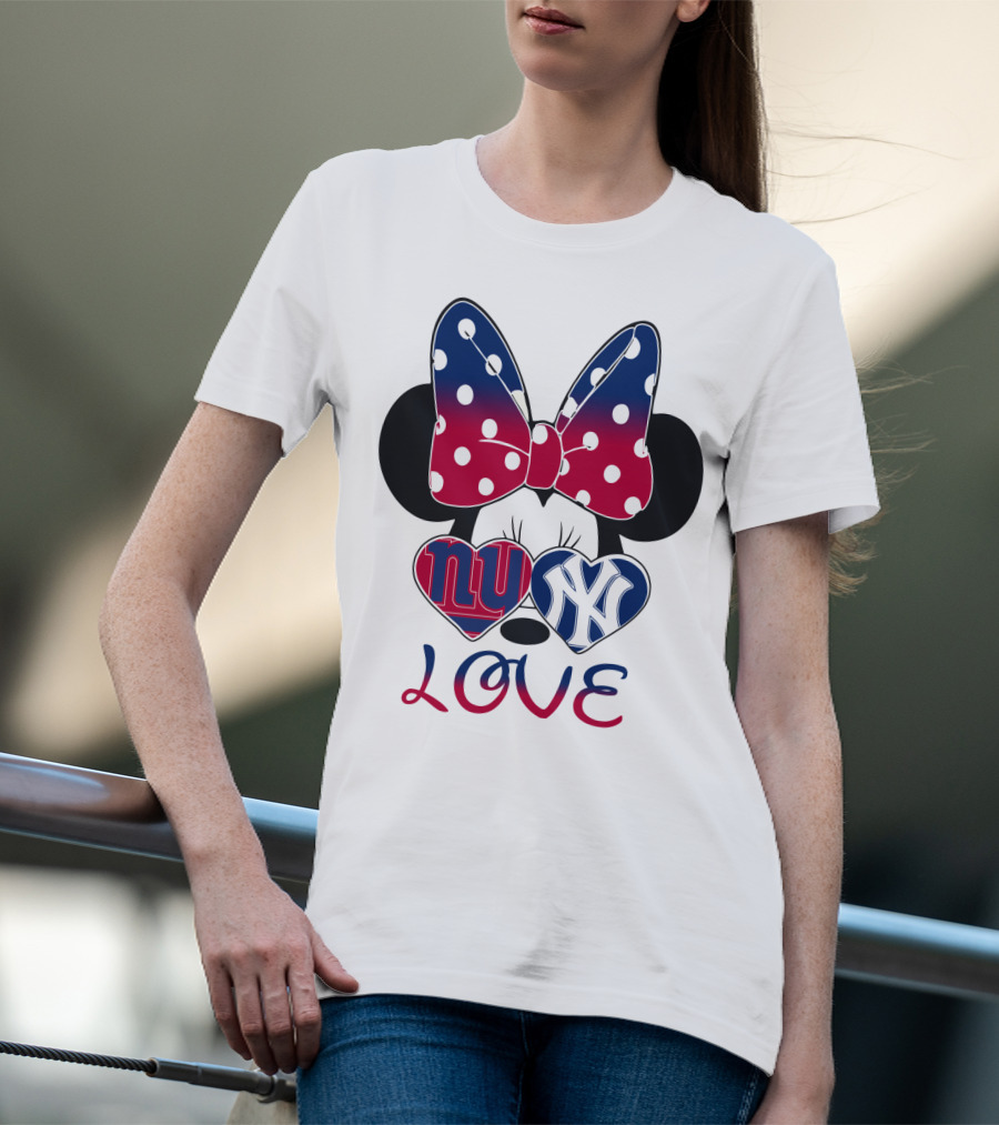 Mic 066 Minnie Bow Giants Yankees Love T-Shirt