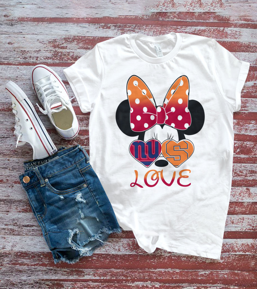 Ny Giants Syracuse Love Minnie Mouse Bow Hearts T-Shirt