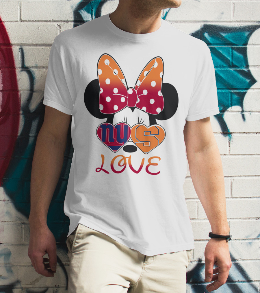 Ny Giants Syracuse Love Minnie Mouse Bow Hearts T-Shirt