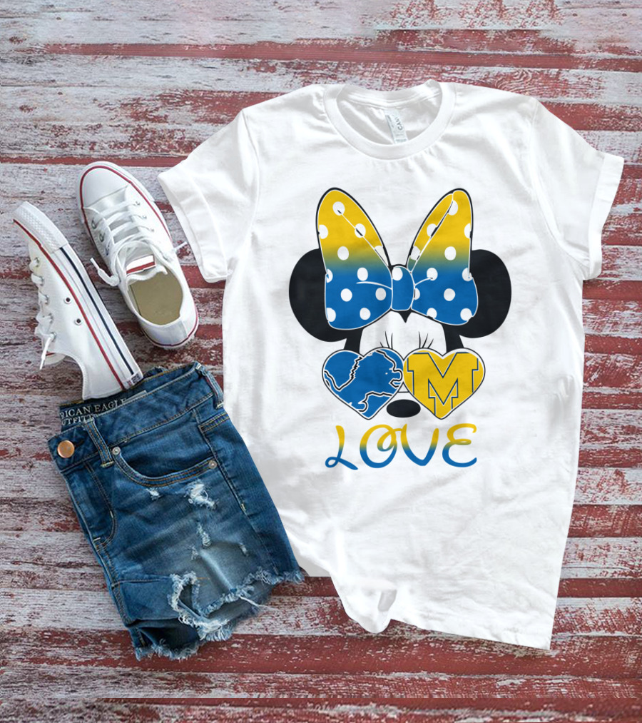 Minnie Bow Lions Michigan Love T-Shirt