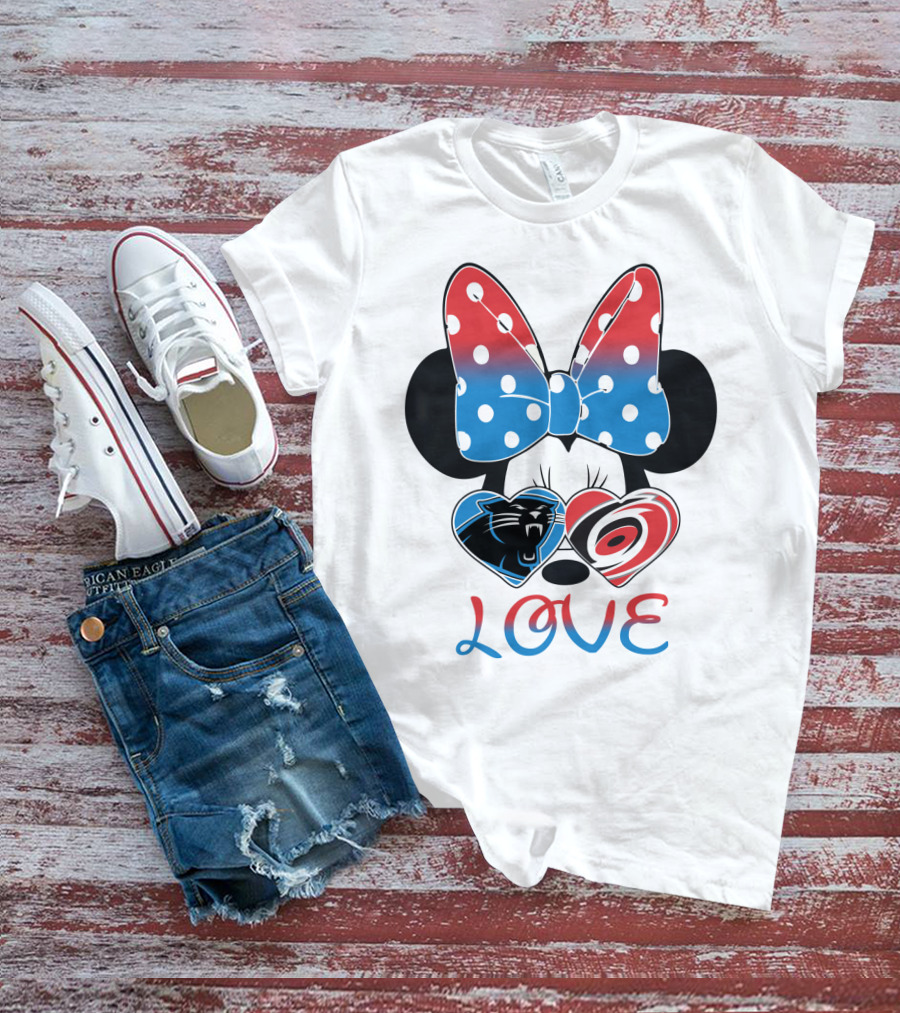 Love Carolina Panthers Hurricanes Minnie Bow T-Shirt