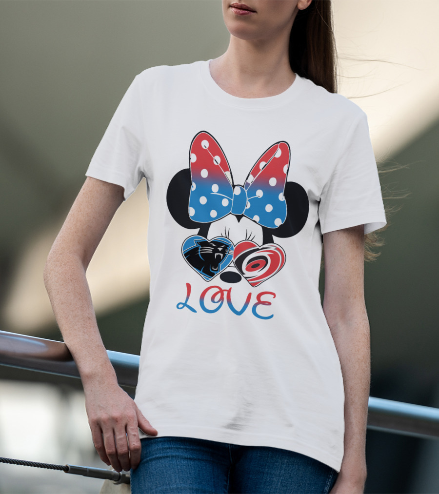 Love Carolina Panthers Hurricanes Minnie Bow T-Shirt