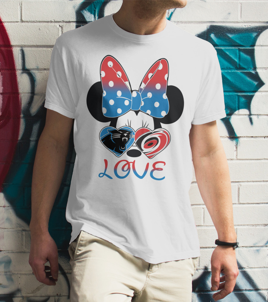 Love Carolina Panthers Hurricanes Minnie Bow T-Shirt