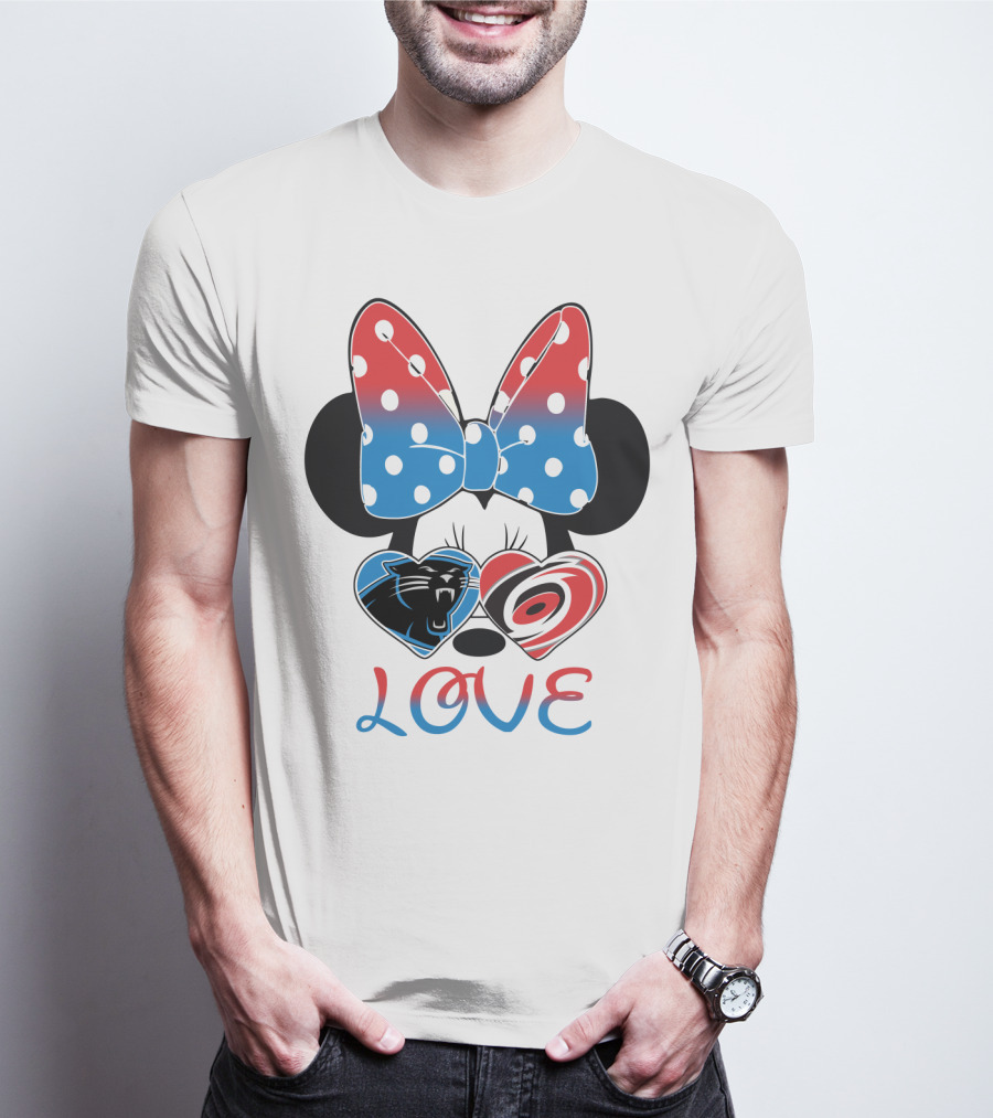 Love Carolina Panthers Hurricanes Minnie Bow T-Shirt