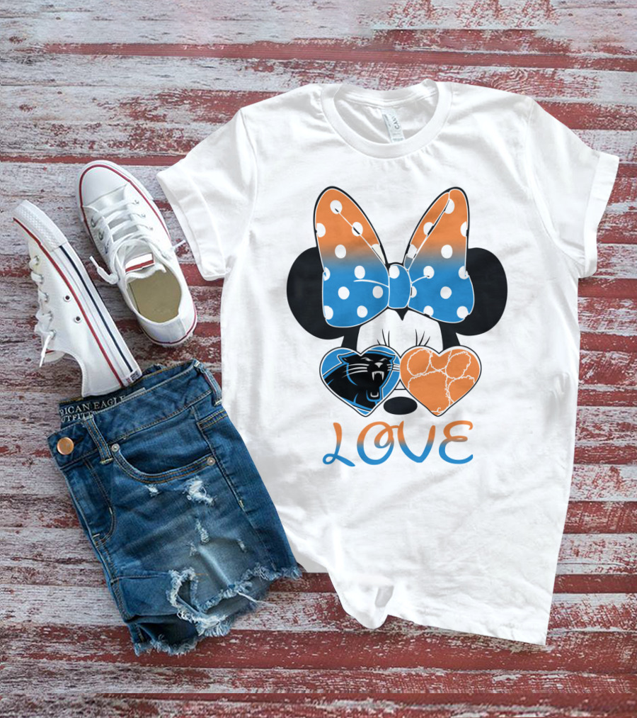 Minnie Mouse Bow Love Panthers Clemson Mix T-Shirt